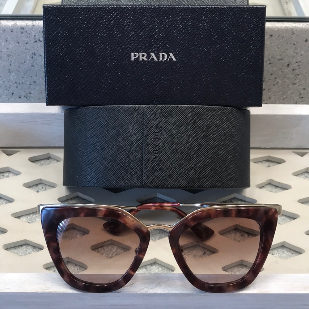 Prada SPR53S Spotted Pink Brown Sunglasses